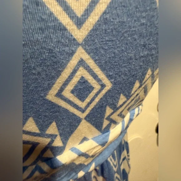 Blue and White Strapless Maxi Dress - Picture 4 of 5